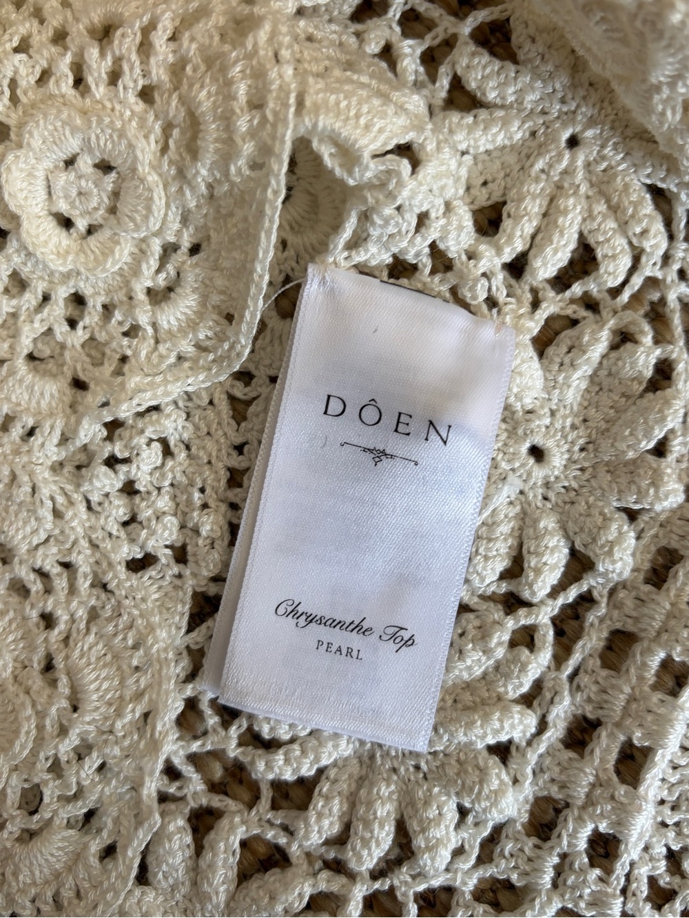 Doen Chrysanthe Cotton Crochet Lace Embroidered Short Sleeve Top Pearl Cream - Picture 12 of 15
